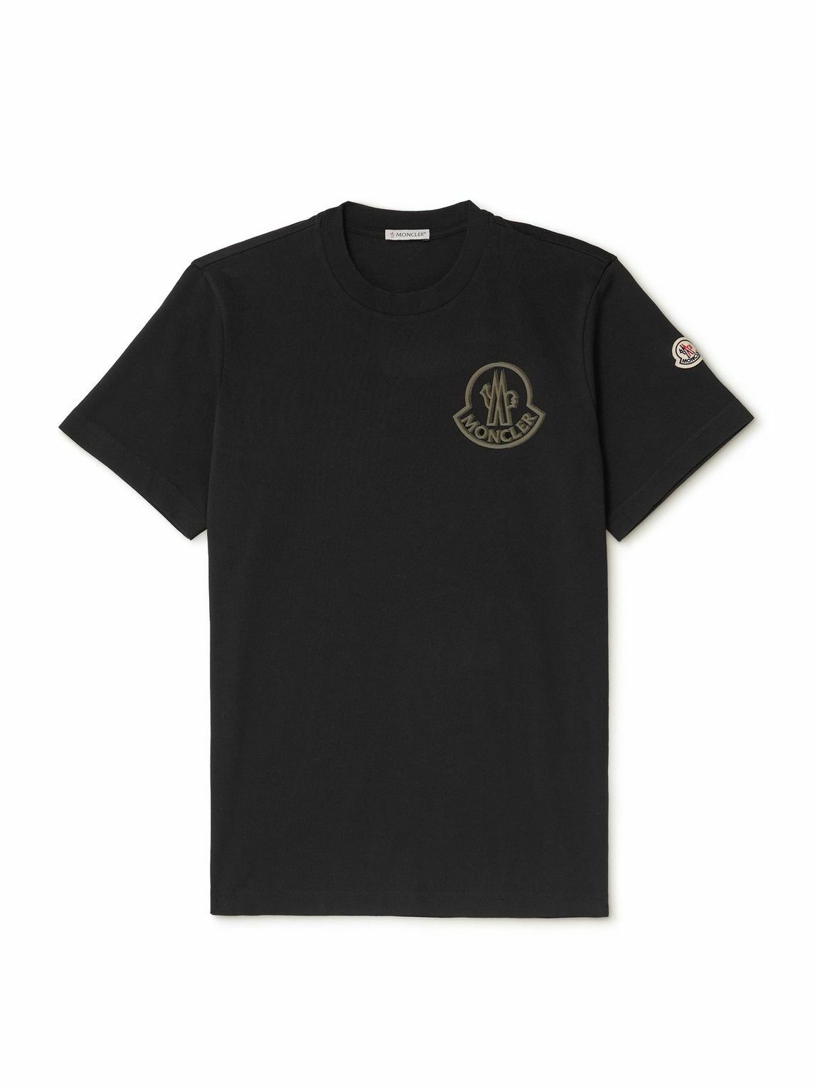 Moncler Men's Logo Collar T-Shirt in Black Moncler