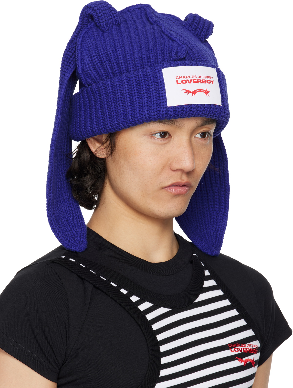 Charles Jeffrey LOVERBOY Blue Chunky Rabbit Beanie Charles Jeffrey