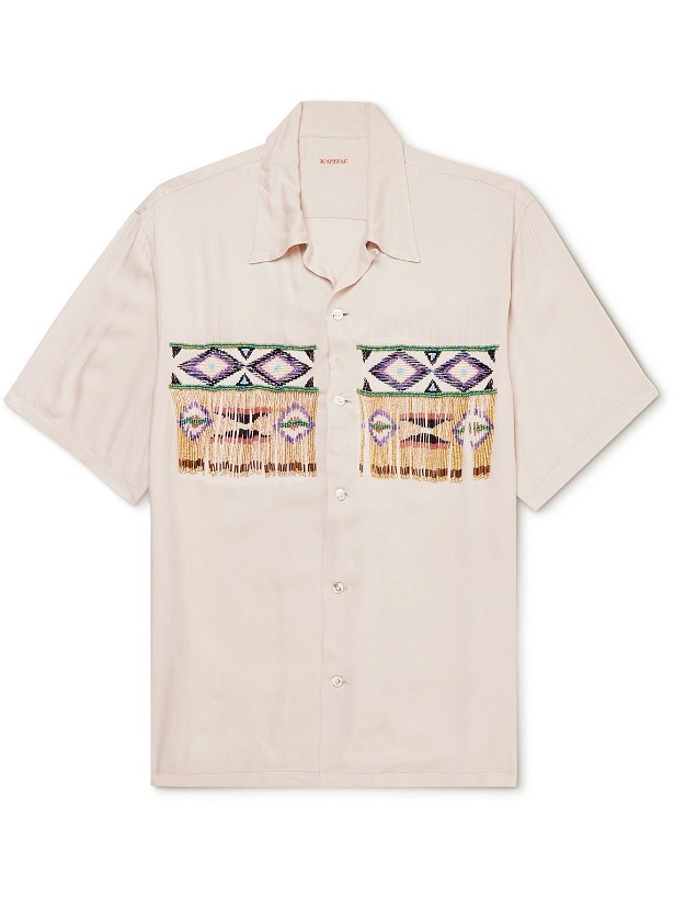 Photo: KAPITAL - Convertible-Collar Fringed Bead-Embellished Twill Shirt - Neutrals