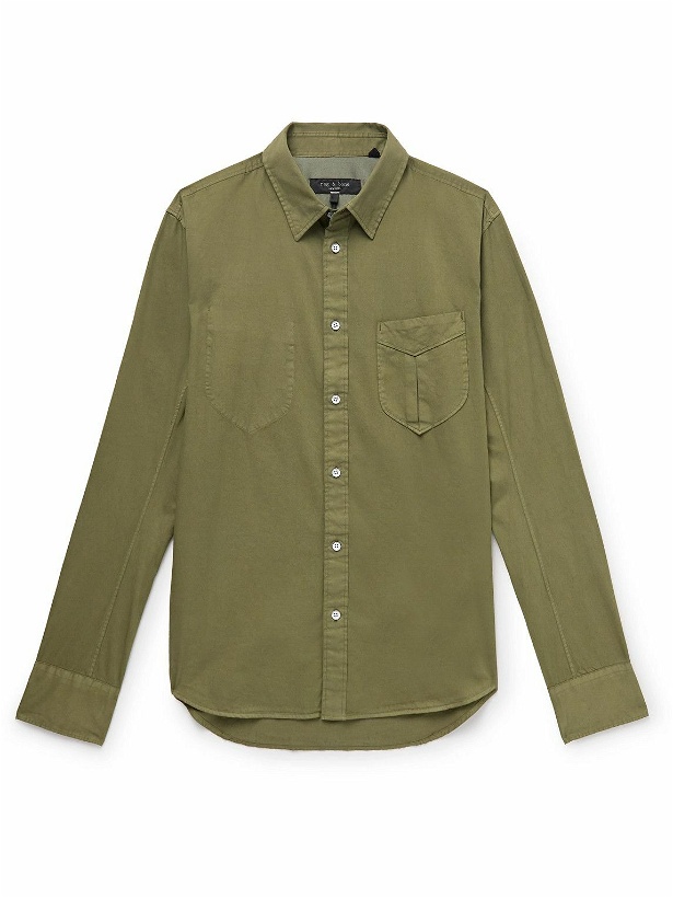 Photo: Rag & Bone - Garment-Dyed Cotton and LYOCELL shirt - Green