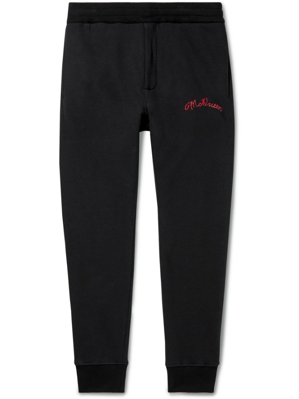 Photo: ALEXANDER MCQUEEN - Logo-Embroidered Loopback Cotton-Jersey Sweatpants - Black