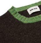MAN 1924 - Contrast-Tipped Virgin Wool Sweater - Brown