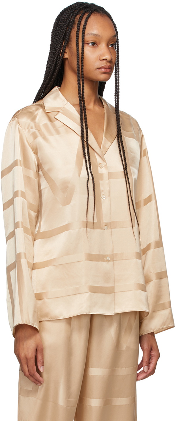 TOTEME Toteme Monogram Silk Twill Pajama Shirt - Stylemyle
