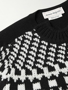 Alexander McQueen - Asymmetric Panelled Fair Isle Cashmere and Ribbed-Knit Sweater - Black