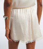 Leset Barb lace-trimmed satin miniskirt