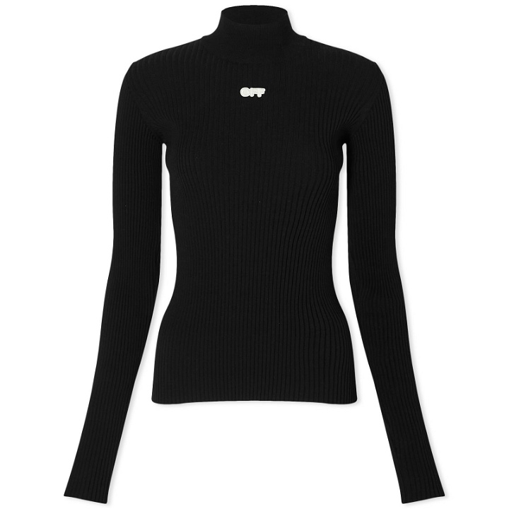 Photo: Off-White Women's Off Patch Mockneck Knit Top in Black