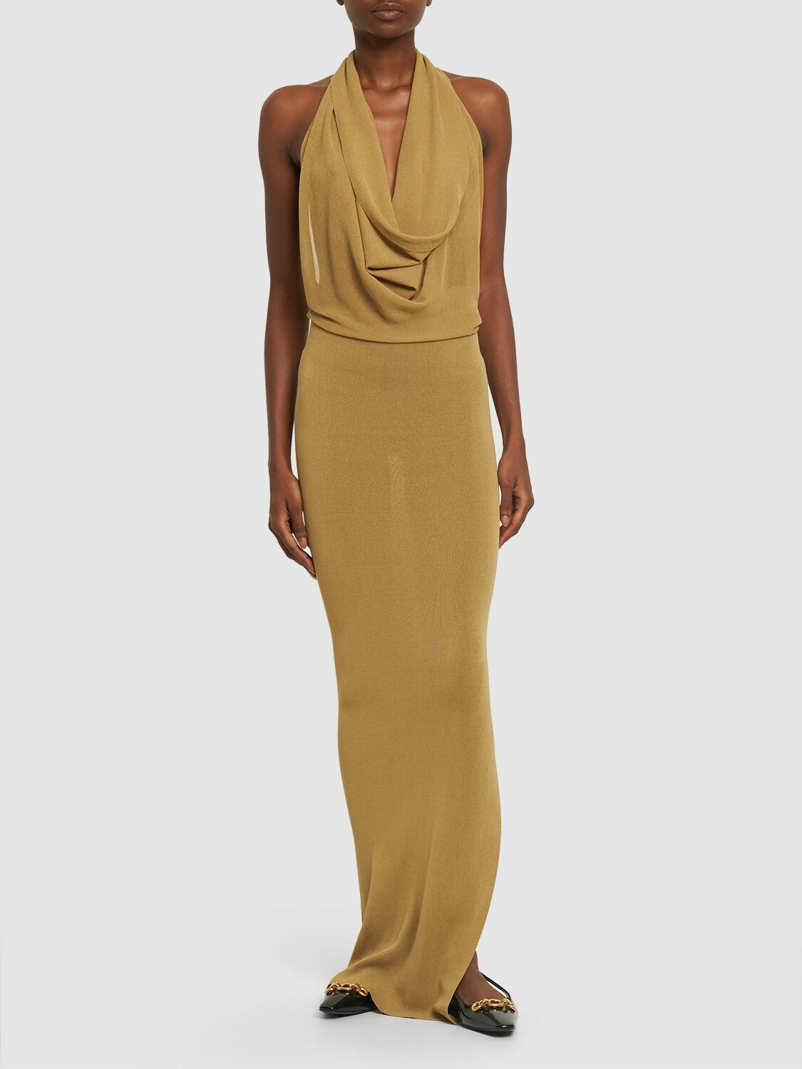 sachin and babi light blue dress Knit Backless Halter Dress