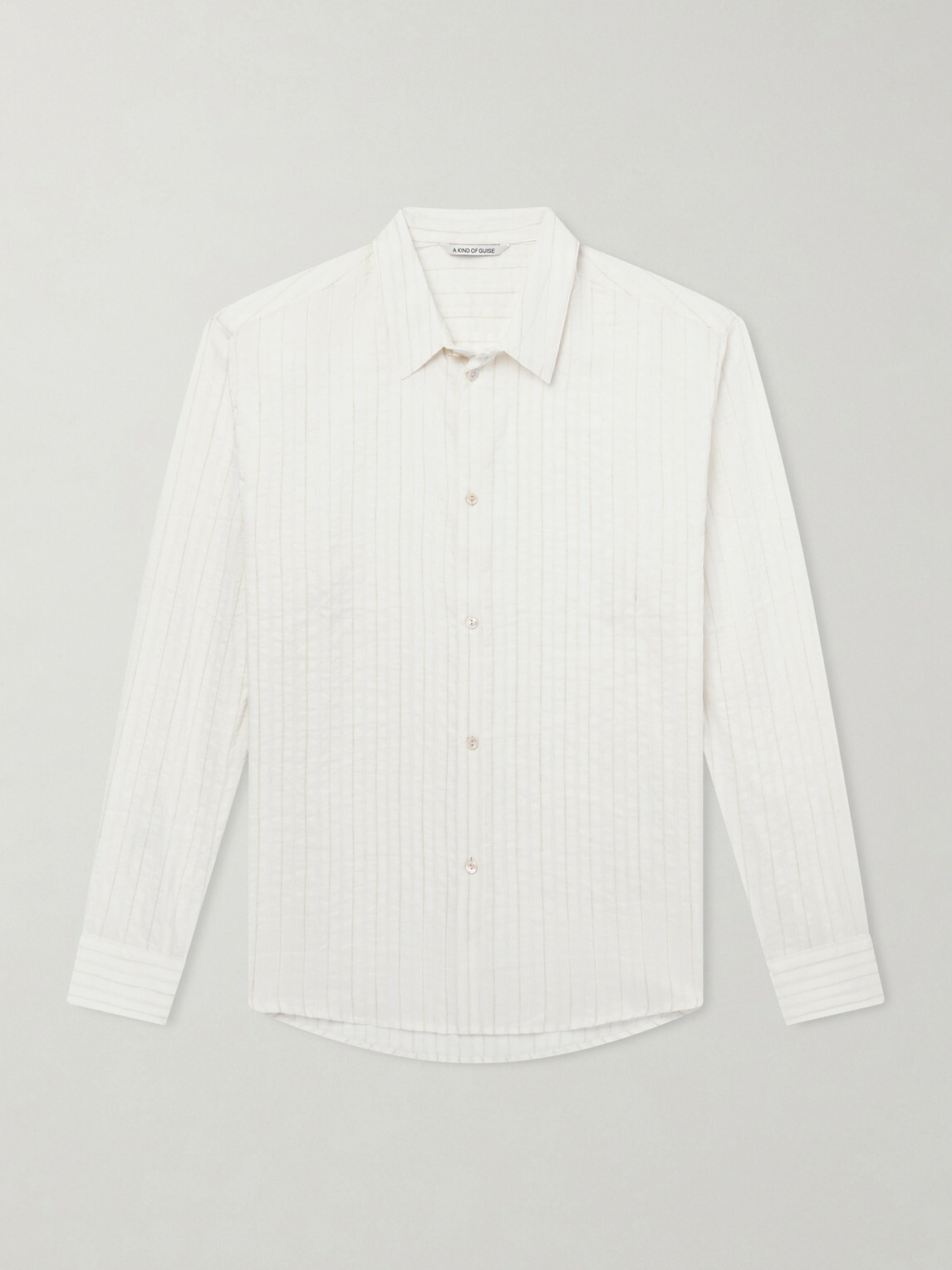 A Kind Of Guise - Fulvio Pinstriped Cotton, Silk and Linen-Blend Shirt - Neutrals