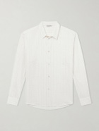 A Kind Of Guise - Fulvio Pinstriped Cotton, Silk and Linen-Blend Shirt - Neutrals