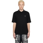 BALMAIN Black Embroidered Cotton Polo
