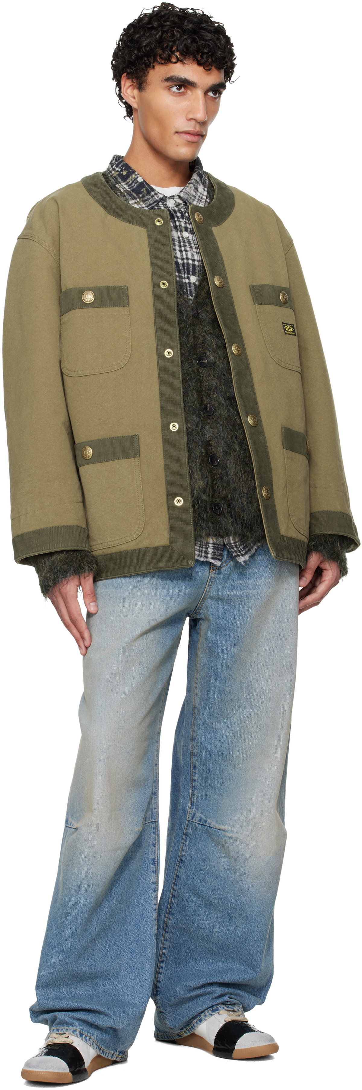R13 Khaki Cord Trimmed Chore Jacket