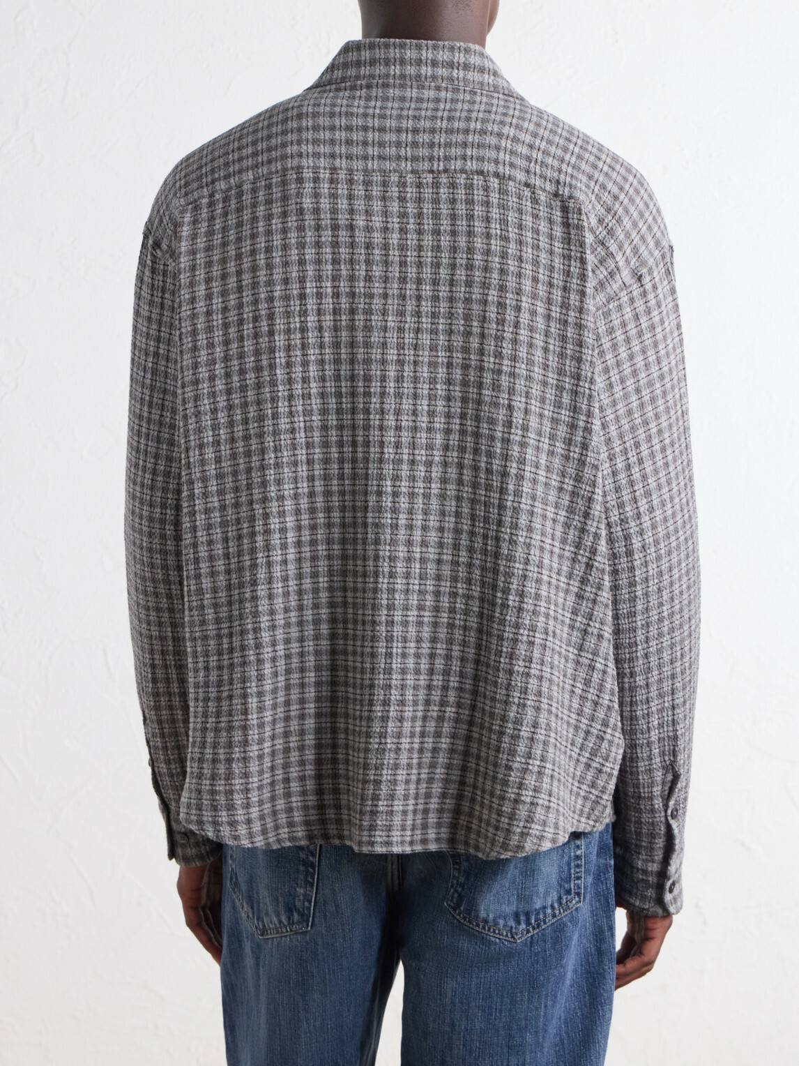 mfpen - Vacation Checked Cotton and Wool-Blend Seersucker Shirt - Gray