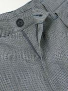 Beams Plus - Straight-Leg Pleated Checked Linen and Cupro-Blend Trousers - Gray