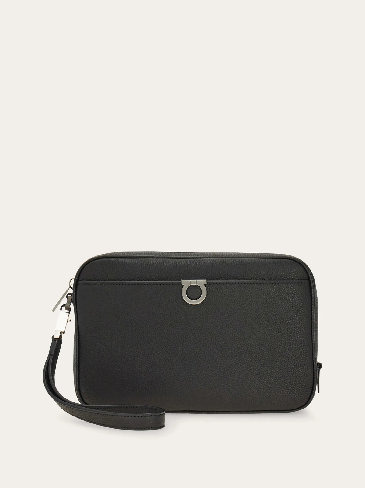 Ferragamo Mens Gancini pouch in Black