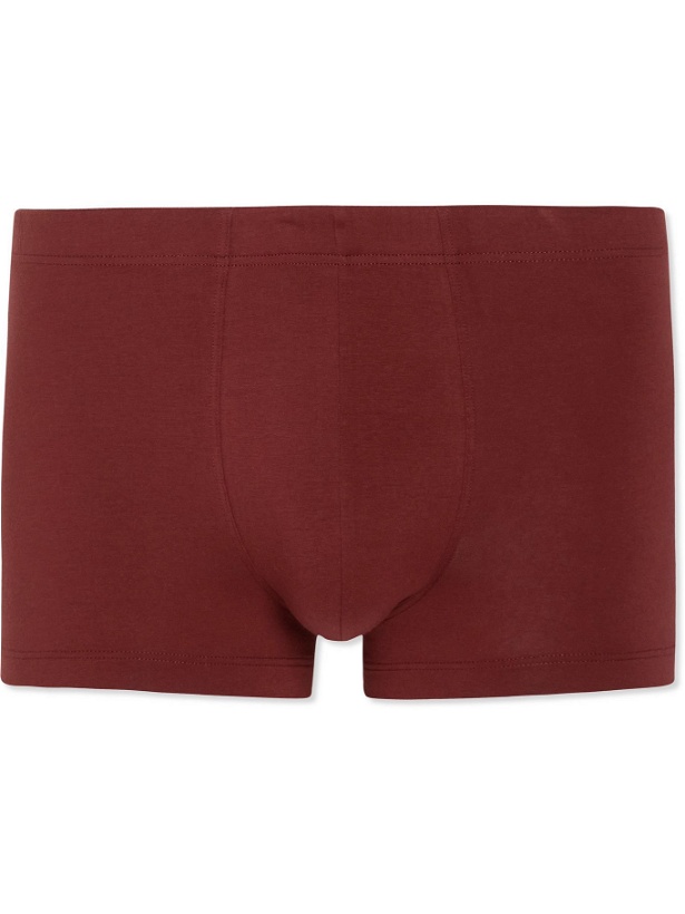 Photo: Hanro - Superior Cotton-Blend Boxer Briefs - Red