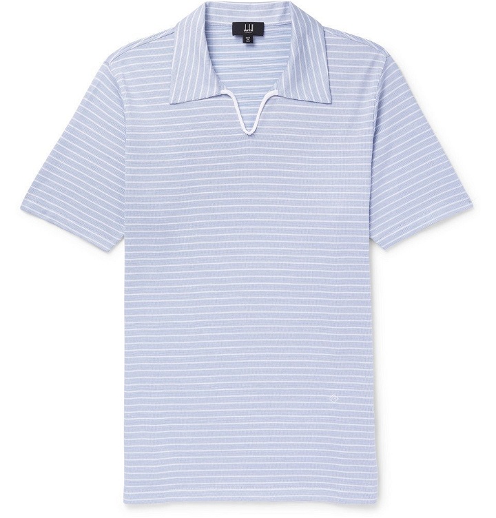 Photo: Dunhill - Striped Cotton Polo Shirt - Men - Light blue