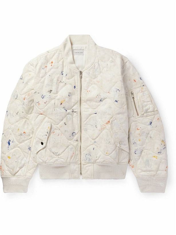 Photo: John Elliott - Paint-Splattered Padded Quilted Cotton-Twill Jacket - Neutrals