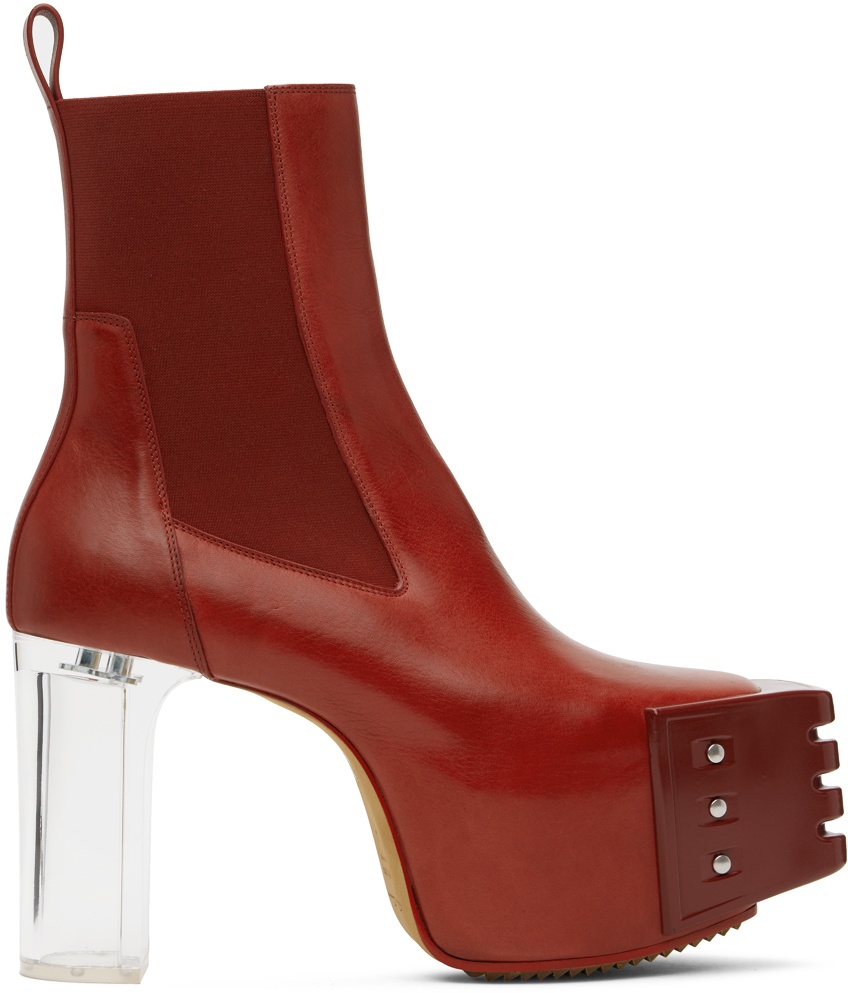 Photo: Rick Owens Red Grilled Platforms 45 Chelsea Boots