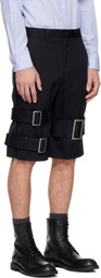 Comme des Garçons Homme Plus Black Wool Cotton Black Satin Shorts