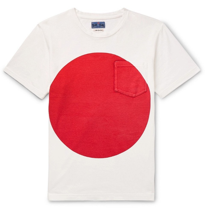 Photo: Blue Blue Japan - Slim-Fit Printed Cotton-Jersey T-Shirt - White