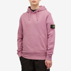 Stone Island Men's Cotton Fleece Garment Dyed Hoodie in Rose Quartz