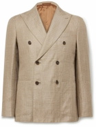 Caruso - Slim-Fit Double-Breasted Linen and Wool-Blend Blazer - Neutrals