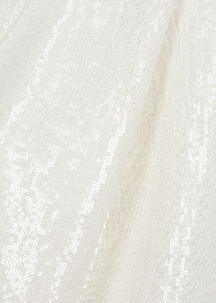 Galvan Lisbon Bridal Sequin-embellished Trousers Off White