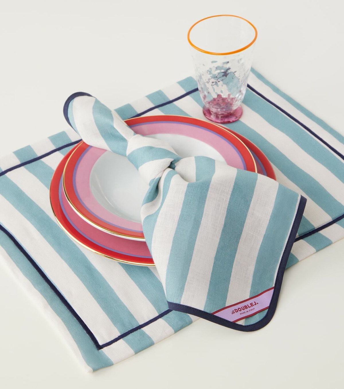 La DoubleJ Riviera Celeste set of 2 linen napkins