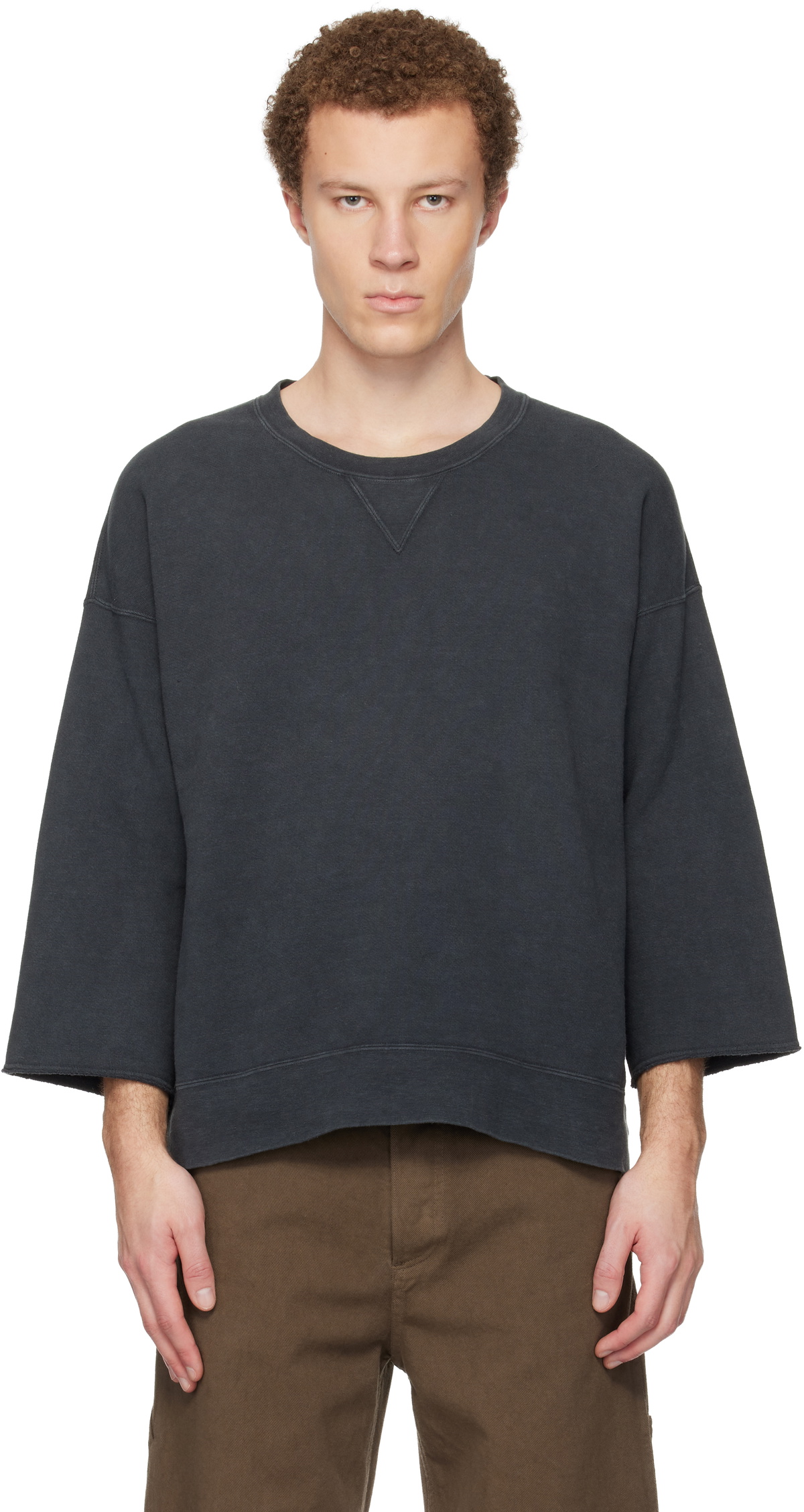 visvim Black Jumbo SB 3/4 DMGD Sweatshirt