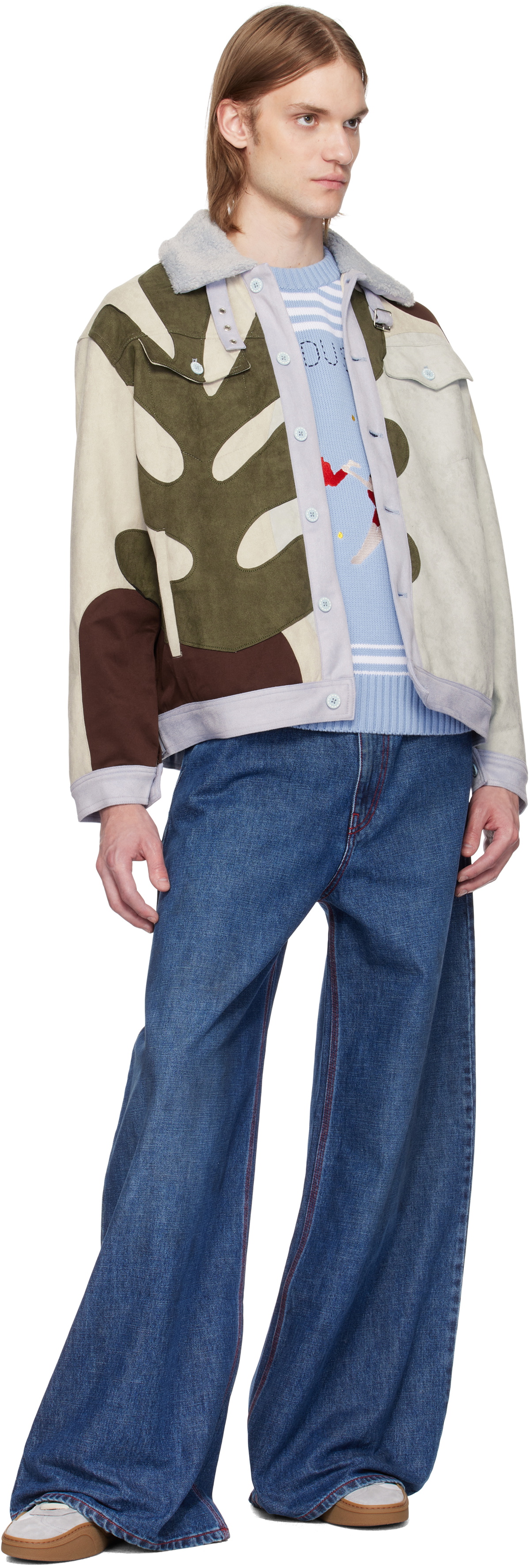 KidSuper Multicolor Suede Floral Patchwork Jacket