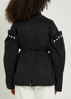 Akyn Ulla Pearl Embellished Belted Woven Jacket Black