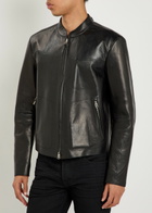 Tom Ford Stand-collar Leather Biker Jacket Black And White