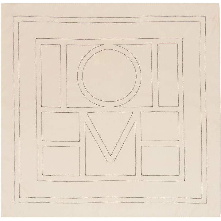 Photo: TOTEME Off-White Embroidered Monogram Silk Scarf