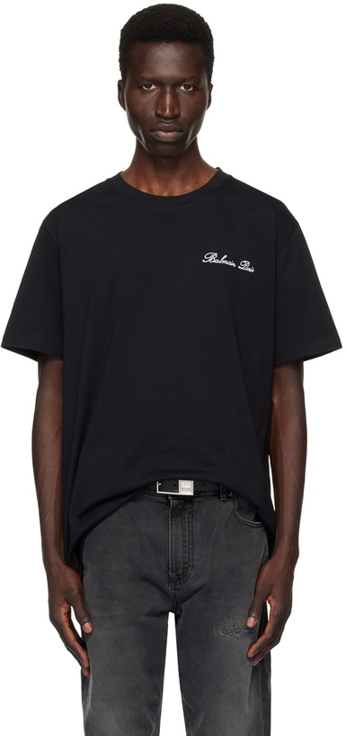 Photo: Balmain Black 'Balmain Signature' T-Shirt