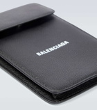 Balenciaga - Leather card and phone holder