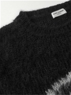 SAINT LAURENT - Logo-Intarsia Mohair-Blend Sweater - Black