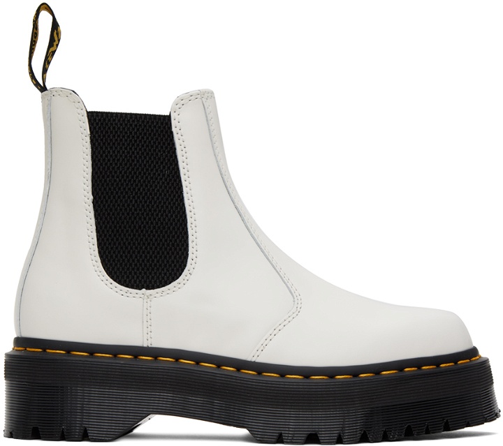 Photo: Dr. Martens White 2976 Smooth Platform Chelsea Boots