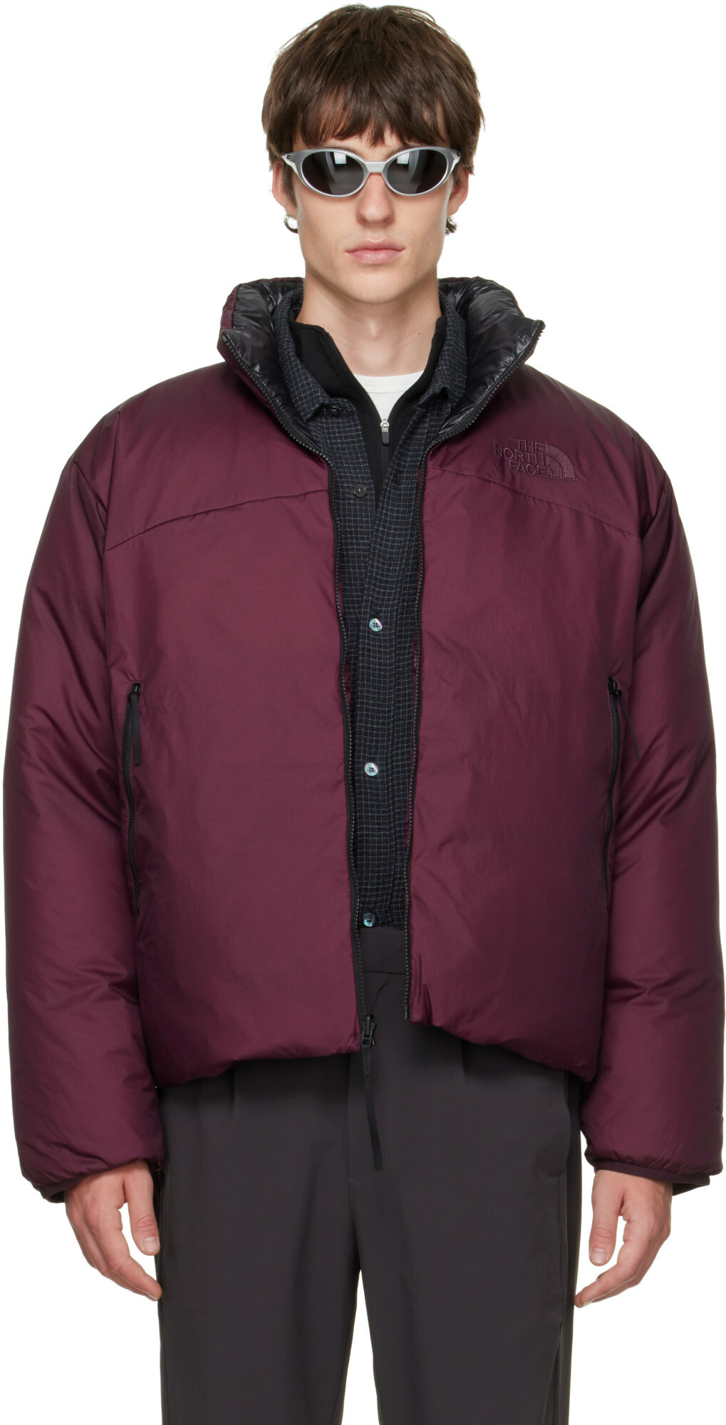 The North Face Burgundy Pertex Nuptse Reversible Down Jacket