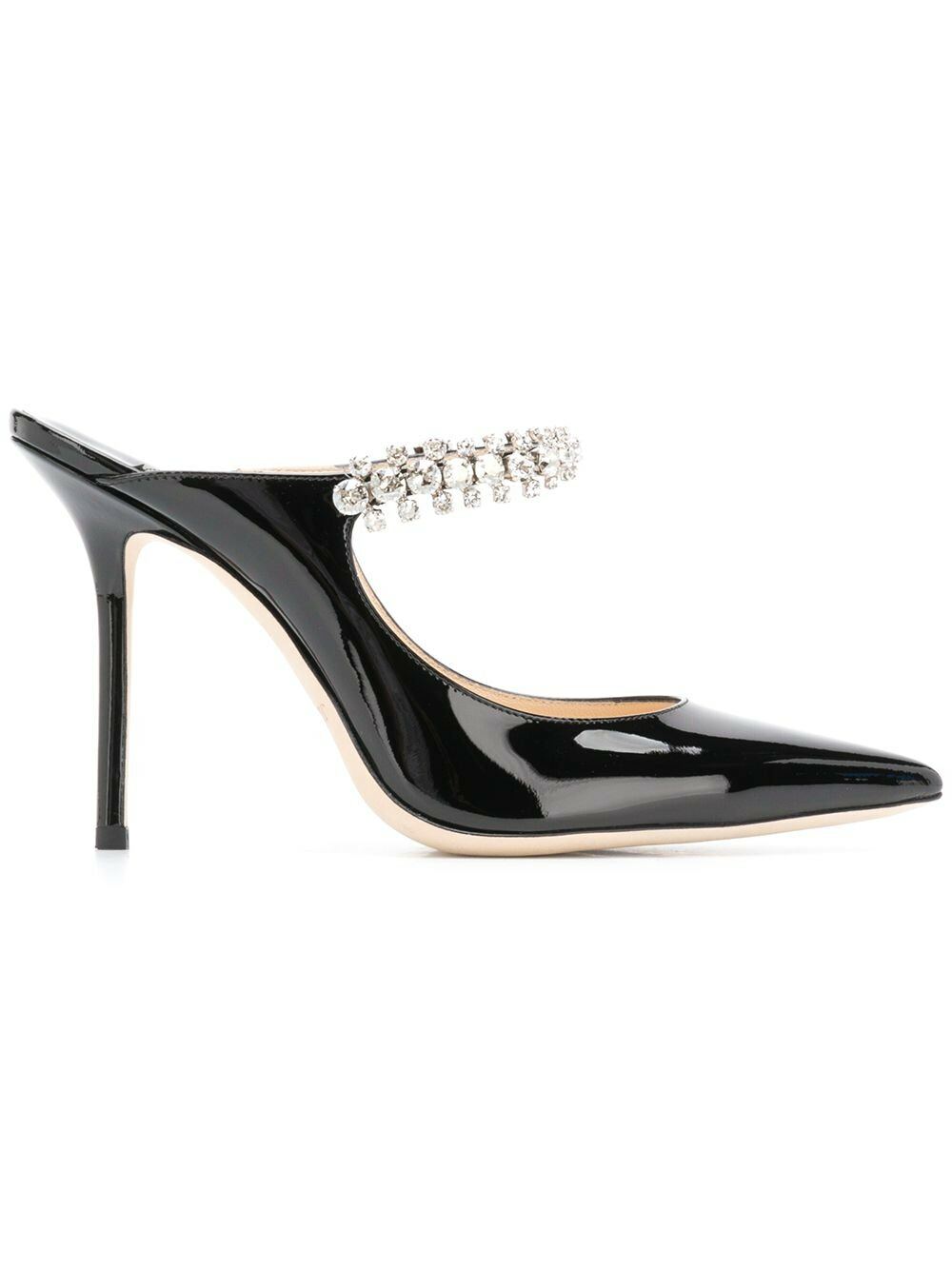 Jimmy Choo - Bing 100 Crystal Strap Detail Patent Leather Mules Jimmy Choo