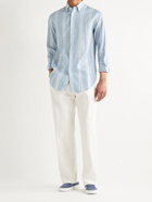 BRIONI - Striped Linen and Cotton-Blend Shirt - Blue - M