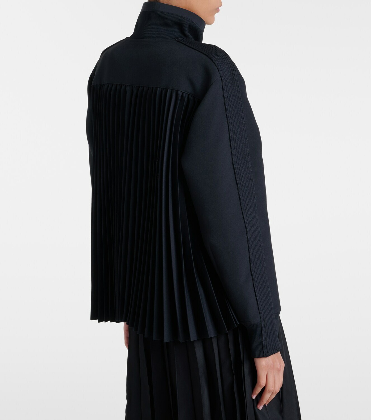 Sacai Paneled twill zip-up sweatshirt