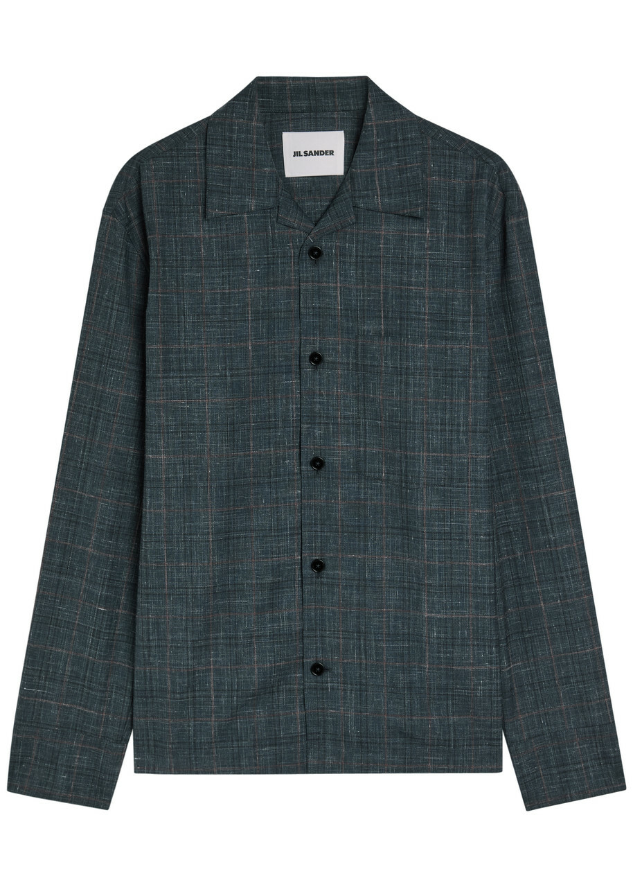 Jil Sander - Checked Woven Zip-Up Shirt - Green Jil Sander