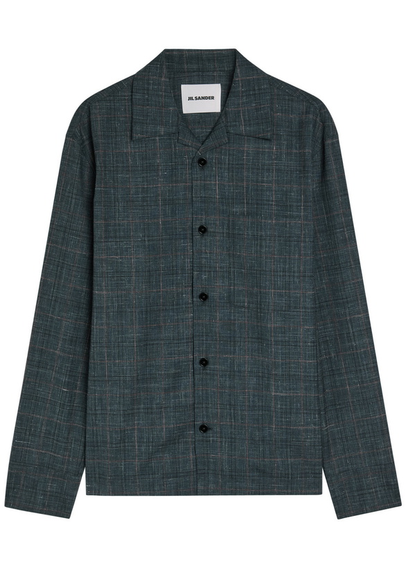 Photo: Jil Sander Checked Wool-blend Shirt Grey