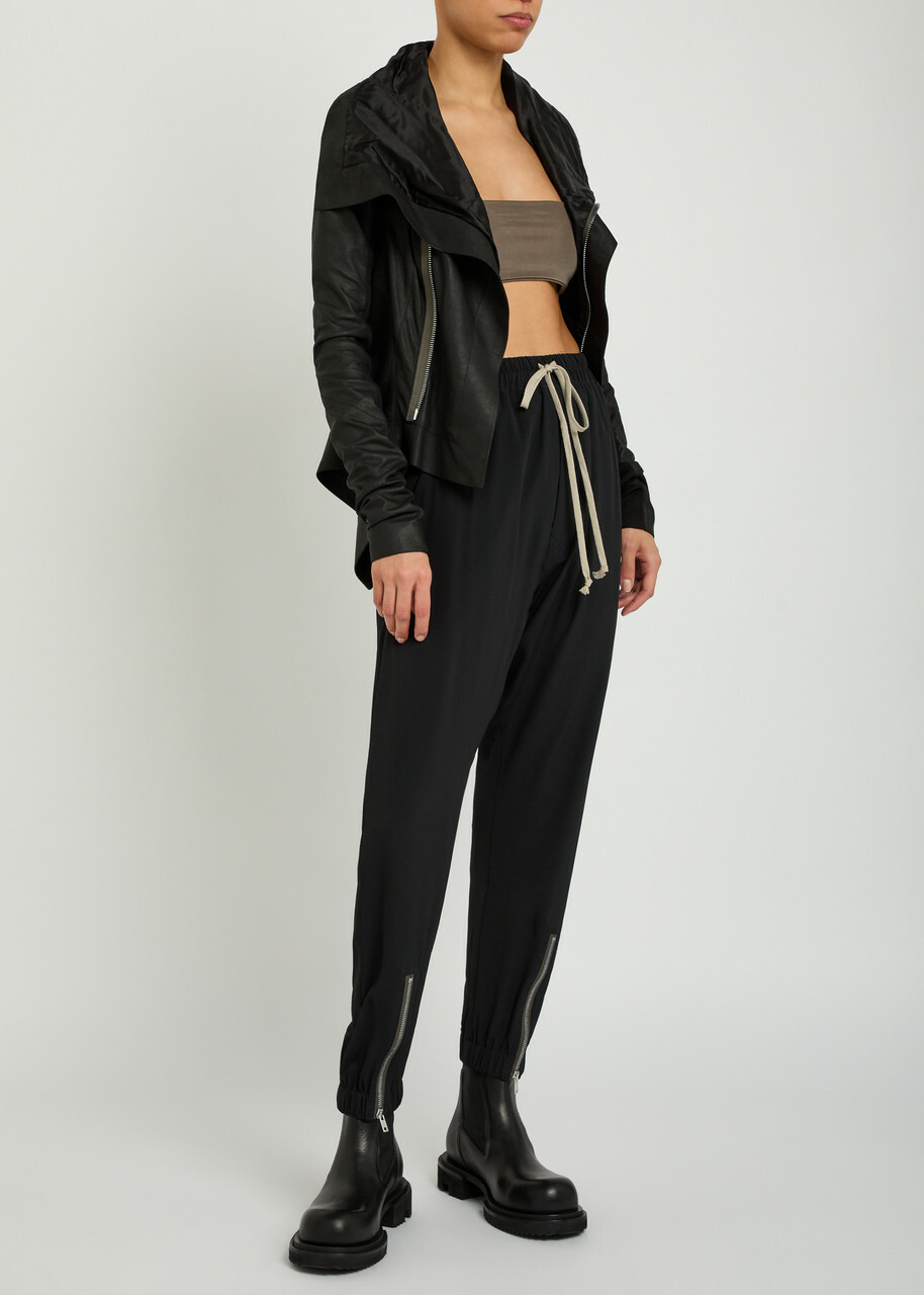 Rick Owens Naska Asymmetric Leather Jacket Black