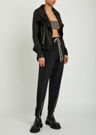 Rick Owens Naska Asymmetric Leather Jacket Black