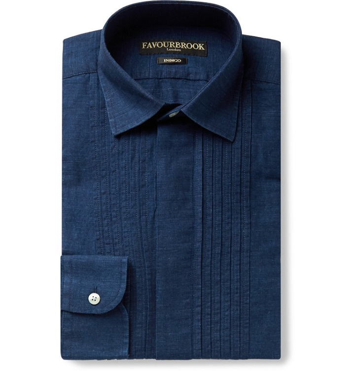 Photo: Favourbrook - Bib-Front Linen Shirt - Blue