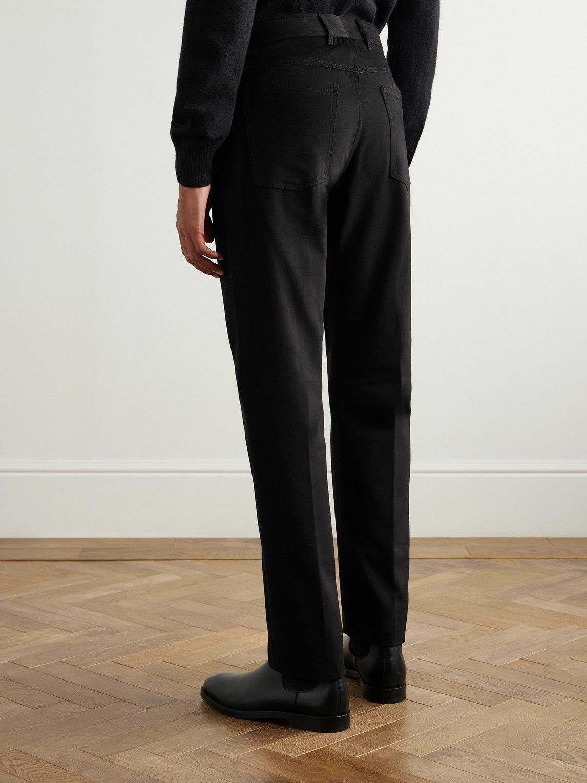 Rubinacci - Straight-Leg Cotton-Moleskin Trousers - Black