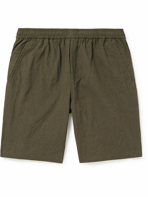 Photo: Folk - Assembly Wide-Leg Cotton-Seersucker Shorts - Green