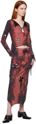 J.KIM Black & Burgundy Jester Midi Skirt