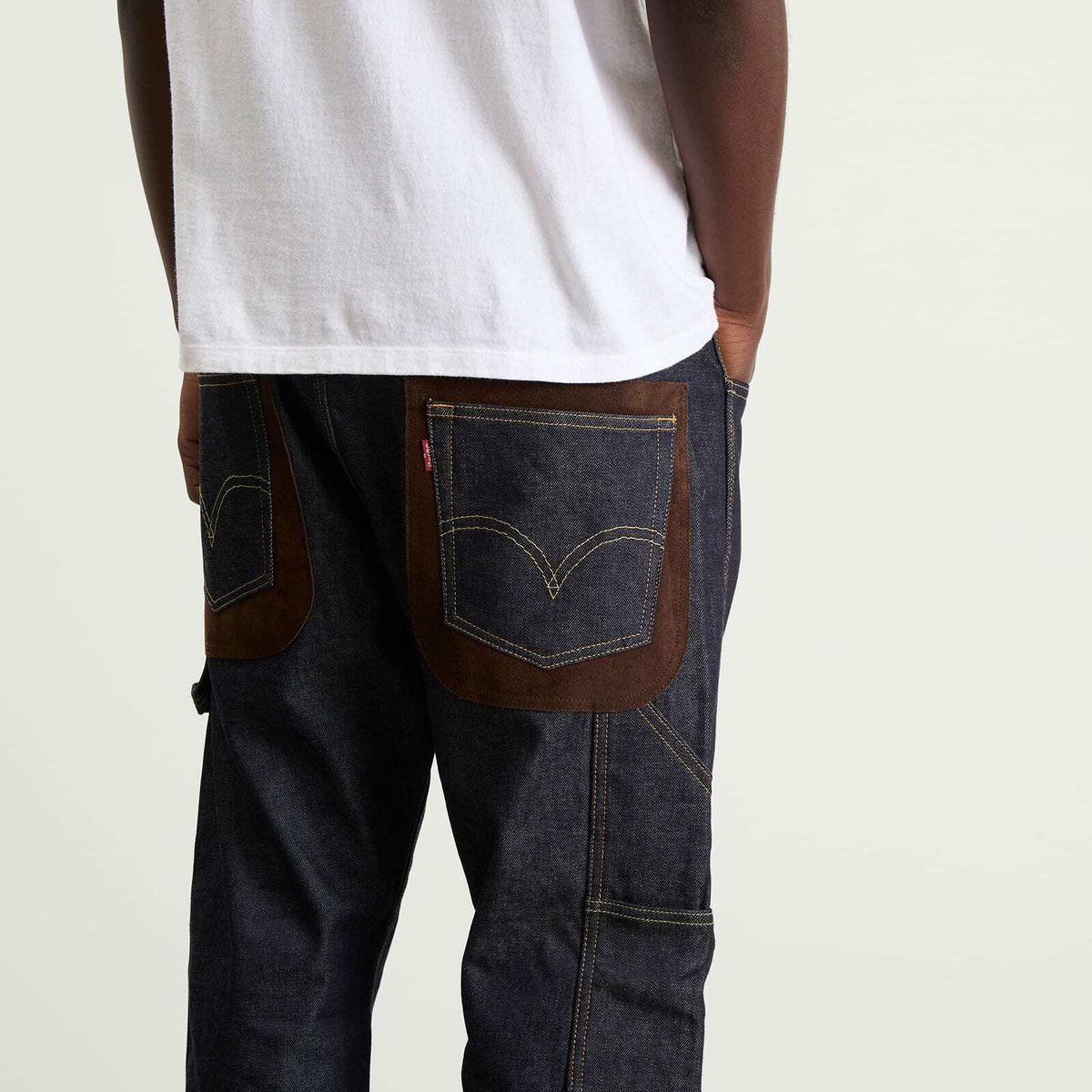 Junya Watanabe MAN Men's x Levis Leather Patch Jeans in Indigo